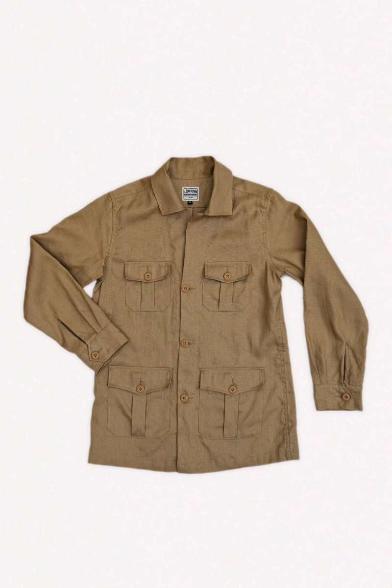 LD Safari Jacket in Linen/Cotton Blend Desert Khaki