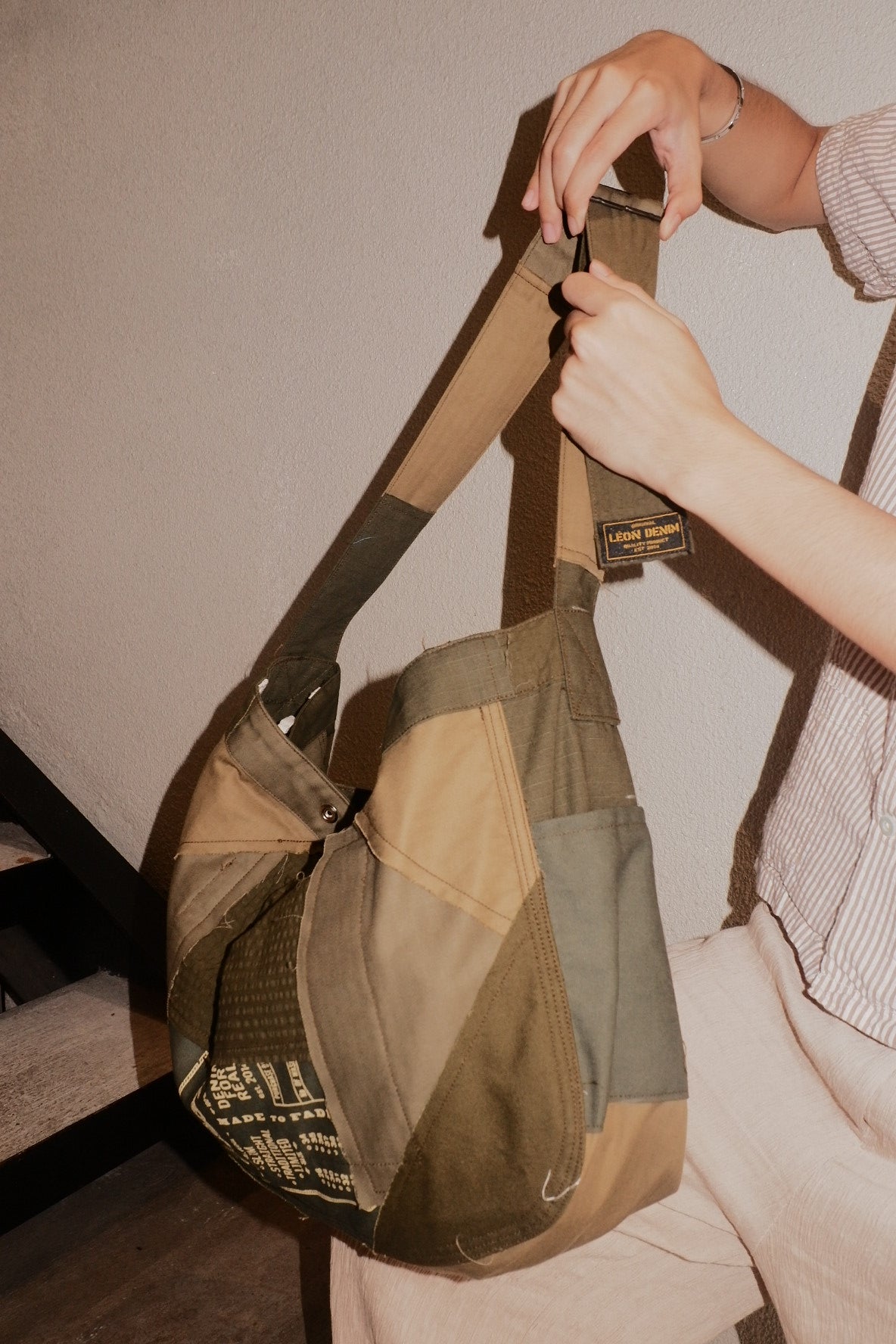 LD Patchwork Messenger Bag Army Green