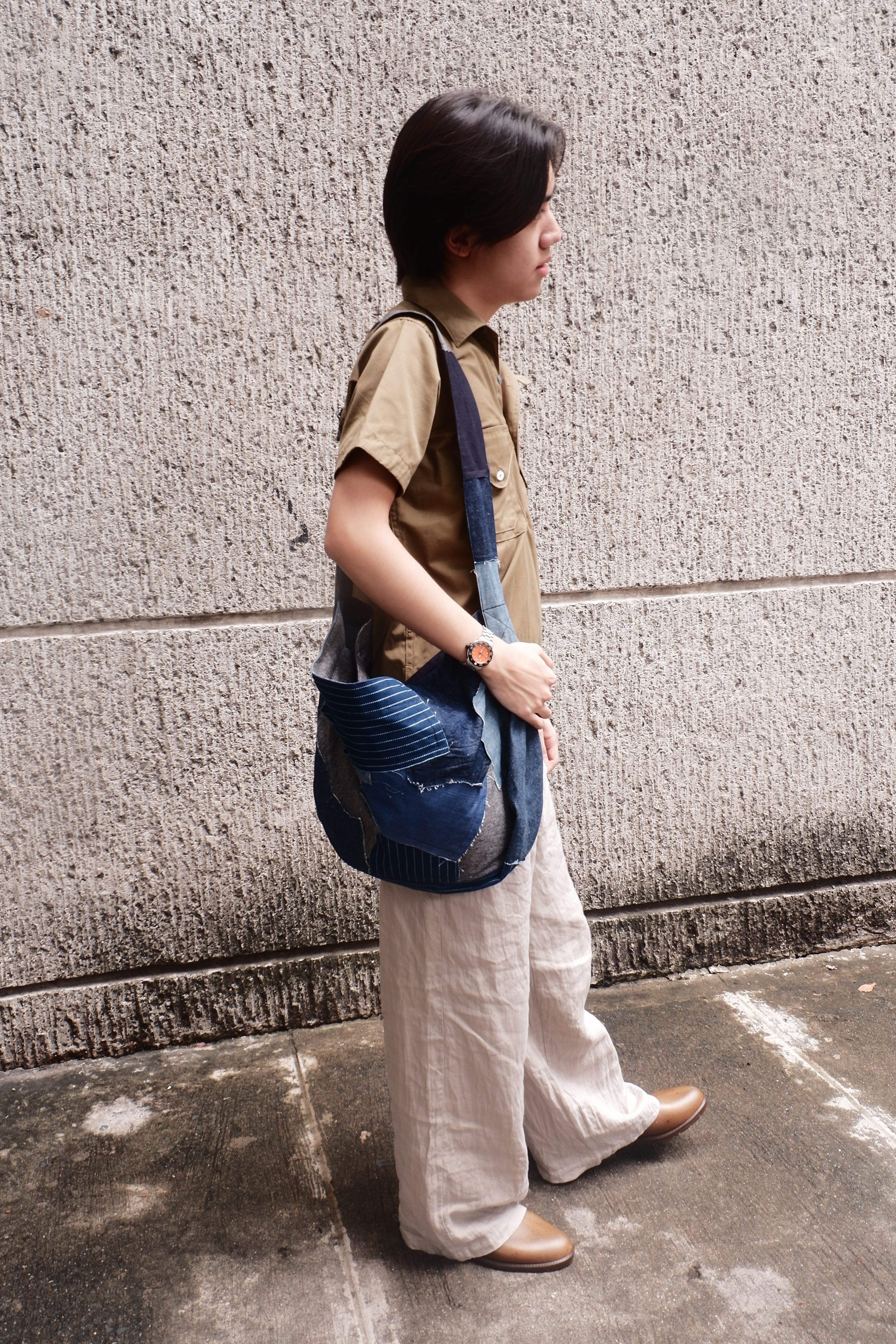 LD Patchwork Messenger Bag Denim