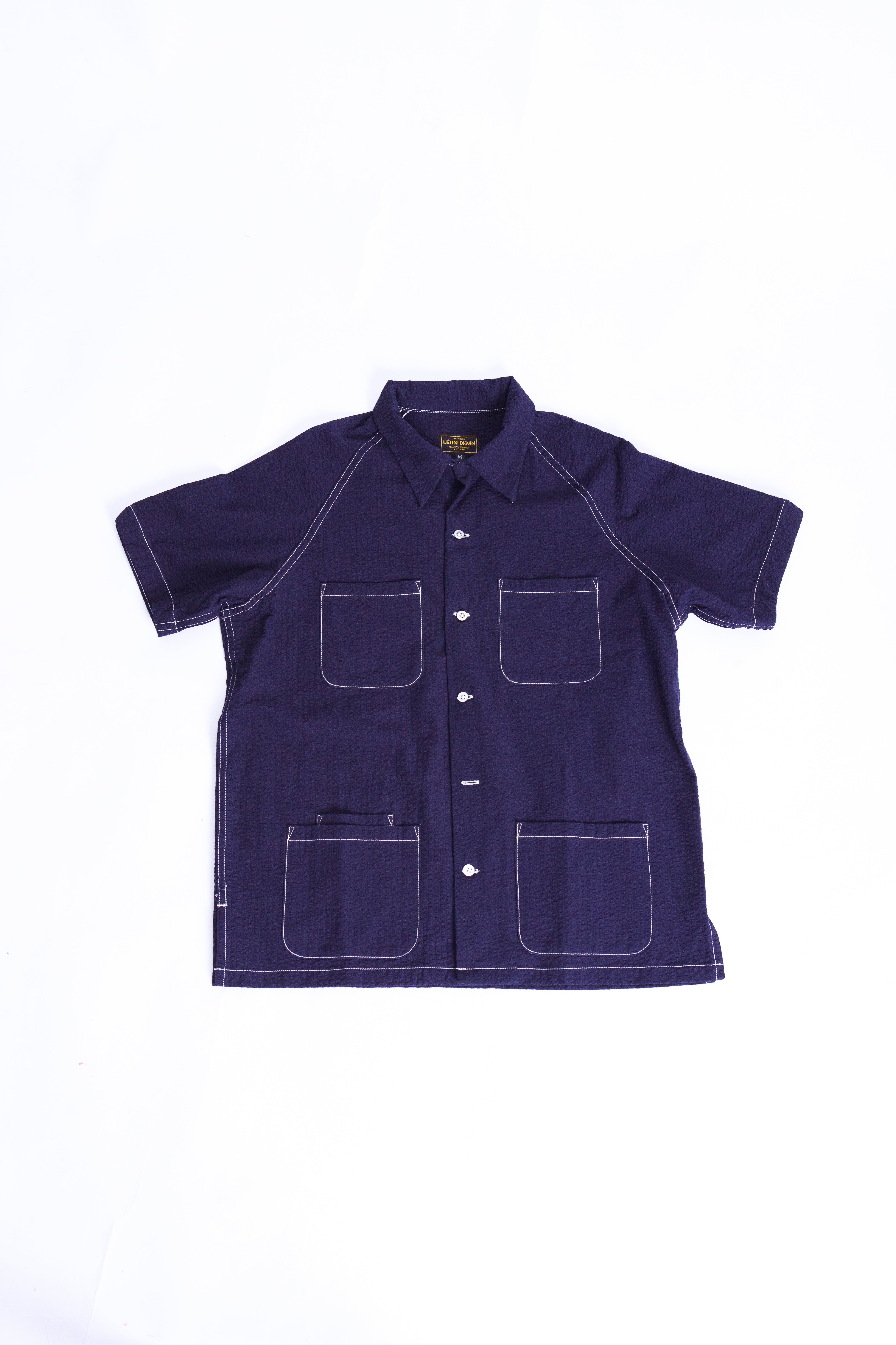 LD Easy Joe Summer Shirt in Navy Blue Seersucker