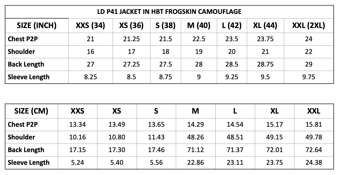 LD P41 Jacket in HBT Frogskin Camouflage