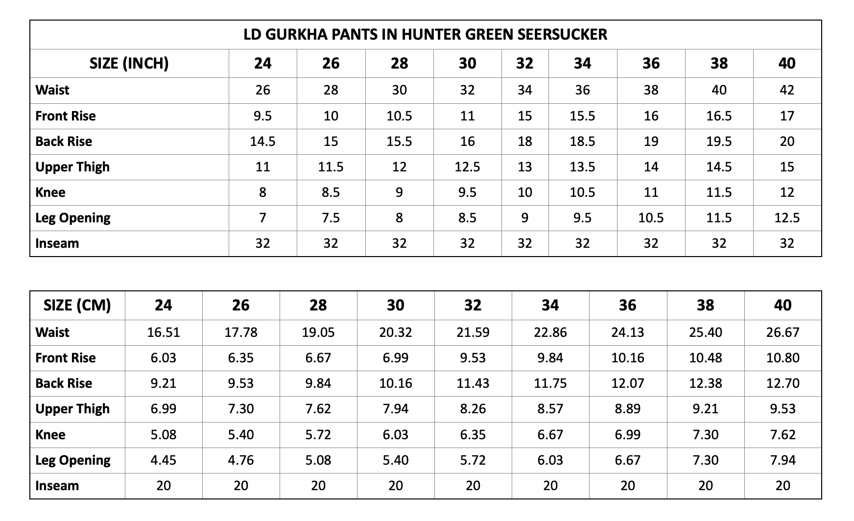 LD Gurkha Pants in Hunter Green Seersucker